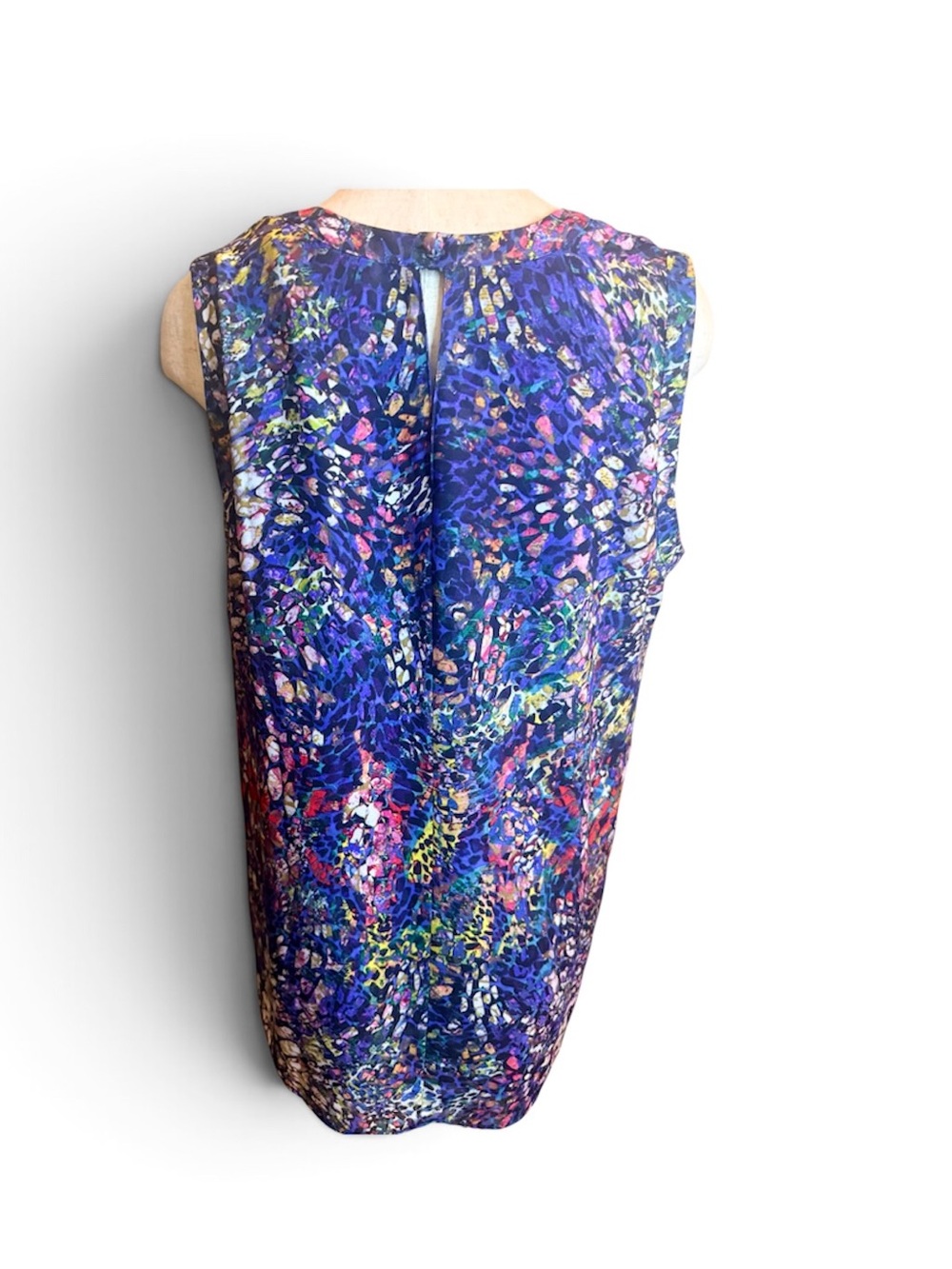 CAbi Multicolor Blue Printed Sleeveless Shift Top
